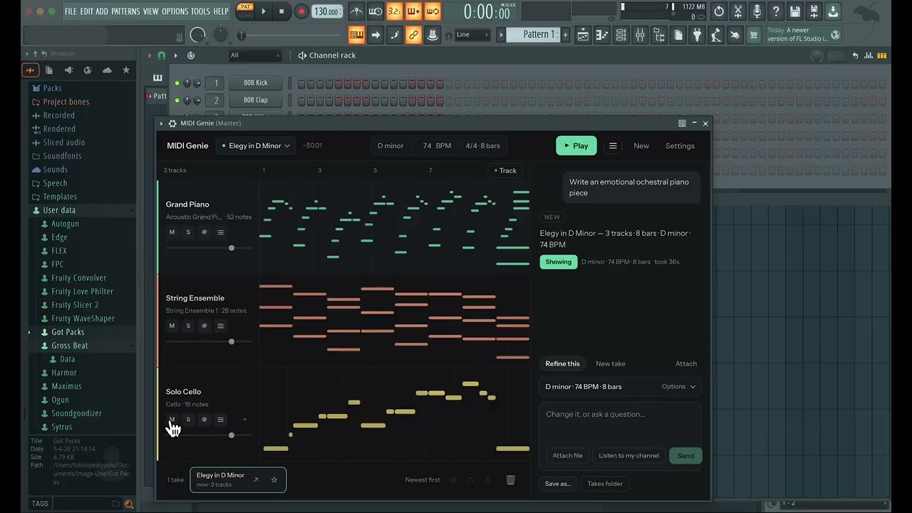 MIDI Genie plugin demo in FL Studio